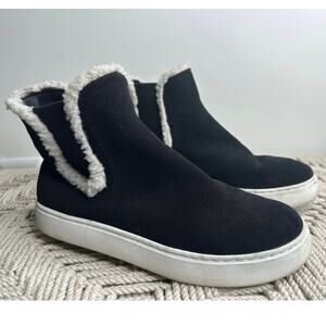 Lucky Brand: Sherpa and Black Suede High Top Slip On Sneakers